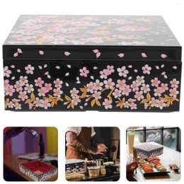 Dinnerware Sets Japanese Stamping Realistic Cherry Blossom Sushi Box Lunch Year Snack Gift Plastic Tray Containers With Lids