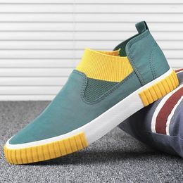 Casual Shoes Fashion Loafer For Men High Top Canvas Mocassin Designer Vulcanized Slip On Flats Sneakers