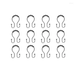 Shower Curtains Curtain Hooks Rings Metal Double Glide For Bathroom Rods Set Of 12