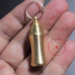 New Style Mini Brass Smoking Dry Herb Tobacco Spice Miller Pill Storage Bottle Stash Case Portable Milkbottle Shape Key Ring Pendant Container Jars Tank