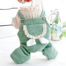 Dog Apparel Stylish Puppy Romper Unisex Comfortable Thick Lovely Lace Pocket Cat Costume Jumpsuit Dress Up