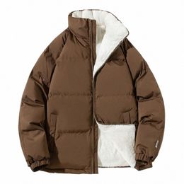 men Winter Cott Coat Stand Collar Neck Protecti Thickened Down Jacket Lg Sleeve Zipper Closure Couple Winter Down Coat b5ii#