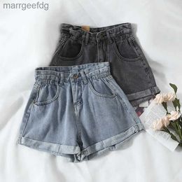 Women's Shorts Women 2024 jeans pocket Vintage High Waist button fly Denim Female Summer For Woman clothing WBX724 240329