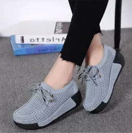 Casual Shoes Flat For Women Slip On Loafers Suede Fashion Swing Shallow Ladies Platform Cutout Wedges Large Size