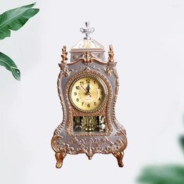 Table Clocks European Vintage Alarm Clock: Desk Clock Shelf Without For Fireplace Mantel Desktop Countertop White