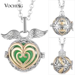 ネックレス10pcs/lot vocheng mexican chime chime necklaceオイルディフューザーロケットステンレス鋼チェーン7スタイル付き銅金属VA320*10