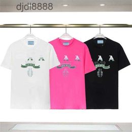 2023 Designer Spring/summer New Collection Classic Pra Alphabet Print Short Sleeve Mens and Womens Wide Simple T-shirt