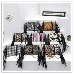 Shoulder Bags Celela Luxury Handbags Women Tassel Bag Cross-Body Trend Women's Leopard Print Designer Purse Clutch