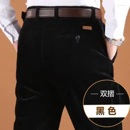 Men's Pants High Waist Double Pleat Corduroy Trousers Autumn Winter Pure Cotton Super Large Casual Men Loose Full Length Plus Size 30-46