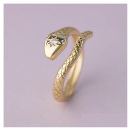 Band Rings 925 Sterling Sier Adjustable Snake Ring Girl Women Gold Tone Animal Factory Price Ri2103051 Drop Delivery Jewelry Dhd3B