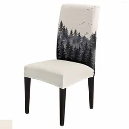 Chair Covers Watercolor Forest Bird Cover Set Kitchen Stretch Spandex Seat Slipcover Home Decor Dining Room