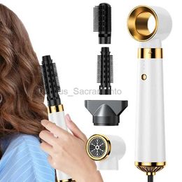 Hair Dryers Hair Dryer Brush 5 In 1 Hot Air Ionic Shaping Hair Care Brush 3 Speeds Adjustable Nozzles Changeable Hair Styling Accessories 240329