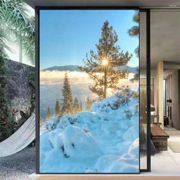 Window Stickers PVC Privacy Glass Film Snow Scenery Pattern Frosted Door Decoration Sticker Sun Blocking Static Clings