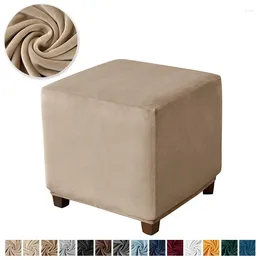 Chair Covers Velvet Ottoman Cover Elastic Square Footstool 360 Degrees All-inclusive Footrest Slipcovers Protector Case For Living Room