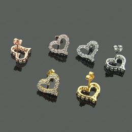 Designer hollow heart-shaped earrings female diamond necklace couple chain pendant luxury Jewellery gift girlfriend accessories whol302k