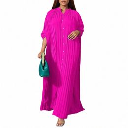 plus size Autumn Vintage Lg Dr Women Holiday Maxi Sundr Lg Sleeve Butt Up Dr Casual Party Loose Shirt Vestidos h9JE#