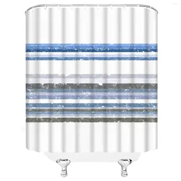Shower Curtains Striped Curtain Colorful Blue Red Yellow Geometric Pattern Bathtub Partition Fabric Bathroom Home Decor Screen