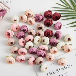 Decorative Flowers Wreaths 50/100PCS Artificial Flowers Silk Tea Roses Bud Diy Gifts Candy Box Christmas Decorations for Home Garden Wedding AccessoriesL2403