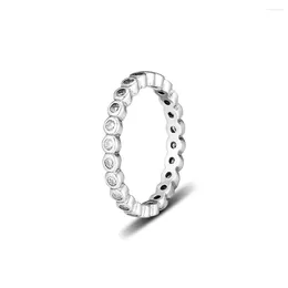Cluster Rings Small Round Eternity Ring With Clear CZ 925 Sterling Silver Jewellery