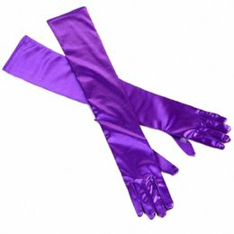 opera Length Lg Hand Gloves for Wedding Finger Yellow/Purple Bridal Wedding Gloves New Arrival Dance Girls Gloves ST214 t2AD#