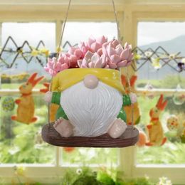 Vases Swing Flower Pot Gnome Shape Planter Weather-proof Faceless Flowerpot Resin Dwarf Figurine For Indoor Outdoor
