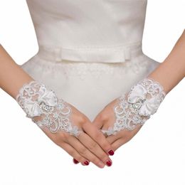 women's Wedding Gloves Fingerl Lace Glove Bridal White Bow Gloves Short Party Prom Costume Glove Accories For Women 70dg#