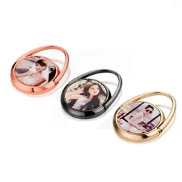 Party Favor DIY Sublimation Phone Holders Zinc Alloy Round Smartphone Brackets Heat Transfer Coating Finger Stand