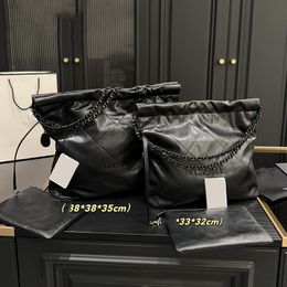 Designer Full Black Soft Lambskin Classic Small Large 22 Shopping Shoulder Bags Coin Metal Hardware Matelasse Chain Handbags Large Capacity Luggage 32cm/38x35cm