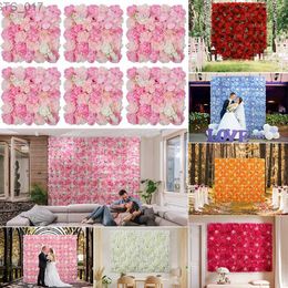 Decorative Flowers Wreaths 6PCS 3D Artificial Flowers Wall Panel Flower Backdrop Roses hydrangea for Party Wedding Bridal Shower Outdoor Home DecorationL2403