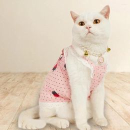 Dog Apparel Cat Skirt Strawberry Pattern Pet Dress Summer Small Princess Cosplay Costume