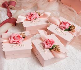 Wedding Party Favor Holders Gift Boxes Romantic Flowers Chocolate Candy Pink Paper Box Small and Big Sizes for Choose5676445