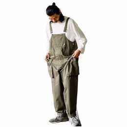 2024 Summer Multi-pockets Solid Lg Jumpsuit Men Casual Full Pants Overall Worksuit Fi Men Solid Suspender One Piece x7iR#