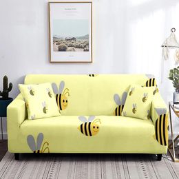Chair Covers Bee Sofa Cover Cute Cartoon Bugs Pattern Stretch Couch Slipcover Yellow All-Wrapped Washable Furniture Protector From Dust