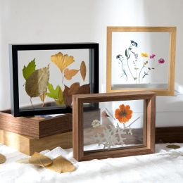 Frame E2 European Style Plant Dried Flower Leaves Frame Specimen Box Square PaperCut DIY Photo Frame DoubleSided Glass Picture Frame