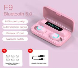 F99 Earphone TWS 50 Stereo Bass Sport Headset Earbuds Wireless Bluetooth Waterproof Headphone 2200mAh LED Digital Charging Box2111734