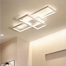 Ceiling Lights Rectangular LED For Living Room Black White Dimmable Lamp Remote Control Foyer Kitchen Flush