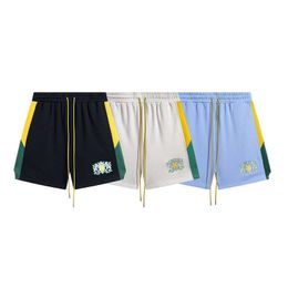 Chaopai RHUDE Embroidery Lace up Casual Colour Block Shorts Mens and Womens High Street Beach Sports Capris