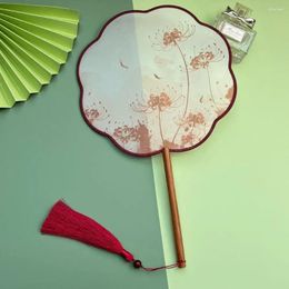 Decorative Figurines Chinese Style Embroidery Fan HanFu Handheld Lycoris Pattern Silk With Tassels Translucent Tuan Wedding