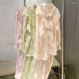 Home Clothing Satin Ice Silk Long-sleeved Pajamas Suit Can Be Worn Outside Women's Clothes Spring And Summer Thin Women.