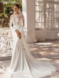 Urban Sexy Dresses Modest O-neck Long Sleeve Wedding Dress Sparkly Sequins Beads Bride Robe 2024 Elegant Mermaid Bridal Gown De Marie yq240329