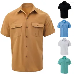 Men's Casual Shirts Summer Breathable Cotton And Short Sleeved Shirt Korean Edition Business Double Pocket Lightweight
