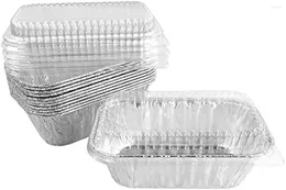 Disposable Dinnerware Handi-Foil 1 Lb. Aluminium Mini-Loaf/Bread Baking Pan W/Clear Low Dome Lid 100/Pk (Pack Of 100)