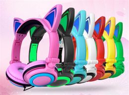 Newest Gaming Headset Earphone with LED light Foldable Flashing Glowing Cute Cat Ear Headphones For PC Laptop Computer Mobile Phon4088184