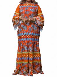 plus Size 5XL VONDA Women Party Maxi Dr Vintage Printed Lg Flare Sleeve Loose Sundr Casual Loose Vestido Robe Femme d3Wm#