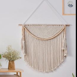 Tapestries Luxury Wall Hanging Tapestry With Tassel Hand Woven Nordic Style For Living Room Bedroom House Art Decor Boho Decoration