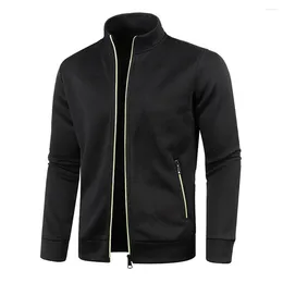 Men's Hoodies Casual Stand Collar Jackets Outwear Pocket Zip Slim Fit Sports Long Sleeve Sweatshirt Sweat Coats Jacket Men Clothing