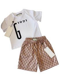 Classics kids T-shirts suits Summer two-piece set Multiple styles boys girls tracksuits Size 100-150 baby Cotton short sleeves and Grid letter printed shorts Jan W13