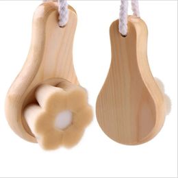large wooden handle wash face brush racquet shape flower shape brush clean face to remove blackheads wash face brush