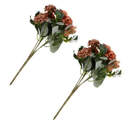 Decorative Flowers 2pcs Artificial Bouquet Decors Simulated Hydrangea Ornament Arrangement Props Scene Decals For Home Bridal Wedding