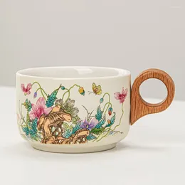 Cups Saucers White Pottery Cup With Wooden Handle Personal Special High-Grade Anti-ironing Sample Tea Single Set